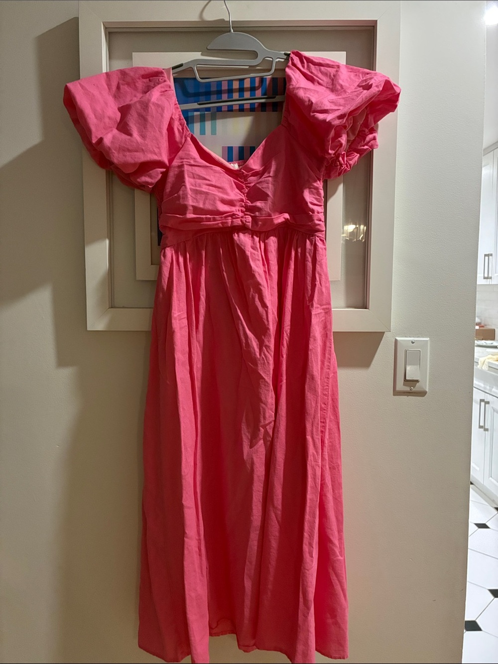 &Merci Puff-Sleeve Sun Dress in Hot Pink